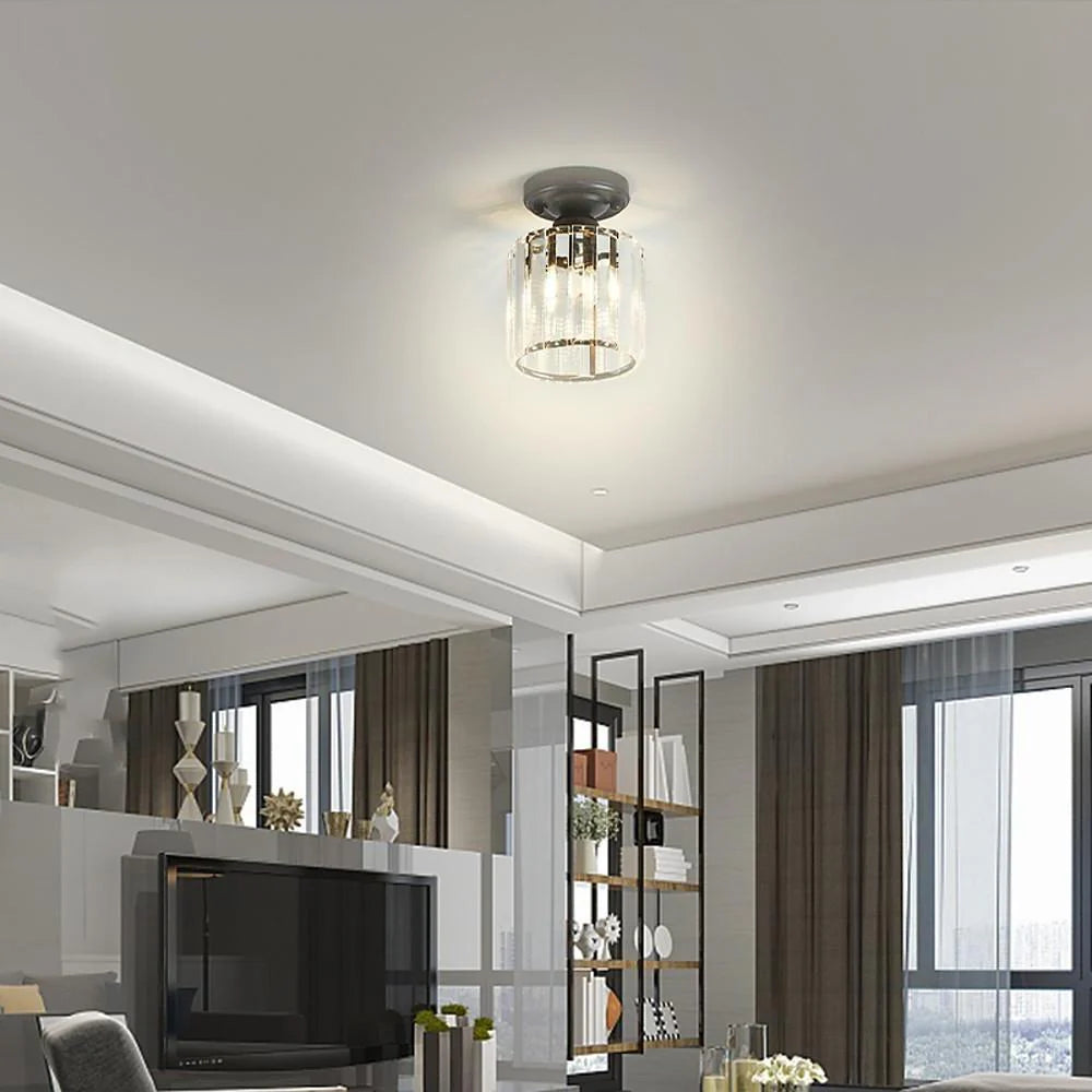 Crystal Foyer Semi Flush Mount Lighting Modern Ceiling Lights