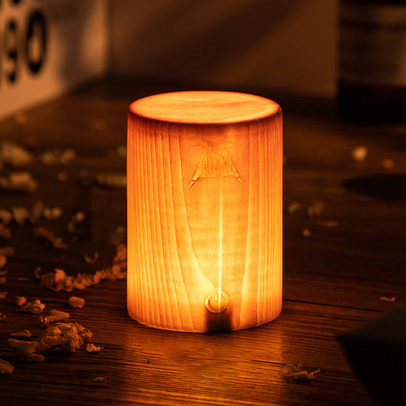 Square Wood Lamp Modern LED Cube Wood Grain Decorative Lamp
